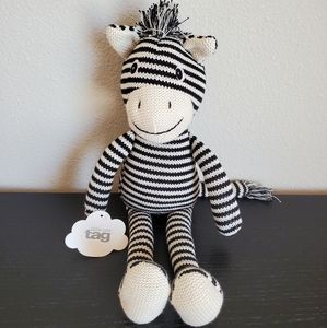 Tag Knit Zebra Plush Toy New